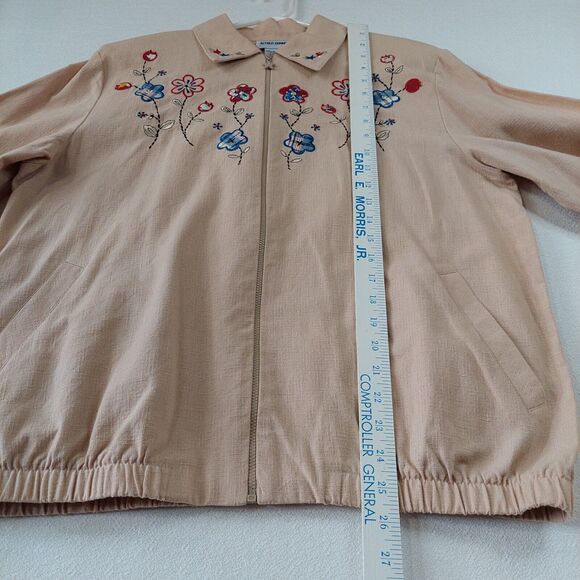 Alfred Dunner Womens Jacket 12 Embroidered Star Zipper Pockets Floral Grandma 80 - Picture 8 of 16